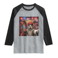 250 Years Of Freedom Raglan Shirt Funny Cat Selfie 4th of July Party