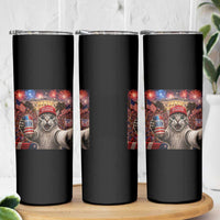 250 Years Of Freedom Skinny Tumbler Funny Cat Selfie 4th of July Party
