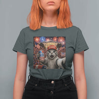 250 Years Of Freedom T Shirt For Women Funny Cat Selfie 4th of July Party