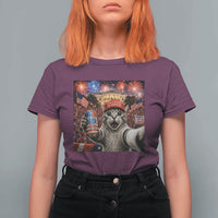 250 Years Of Freedom T Shirt For Women Funny Cat Selfie 4th of July Party