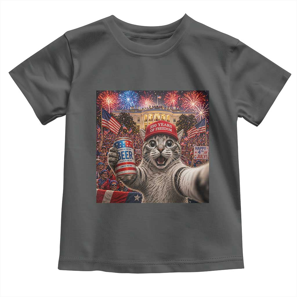 250 Years Of Freedom Toddler T Shirt Funny Cat Selfie 4th of July Party