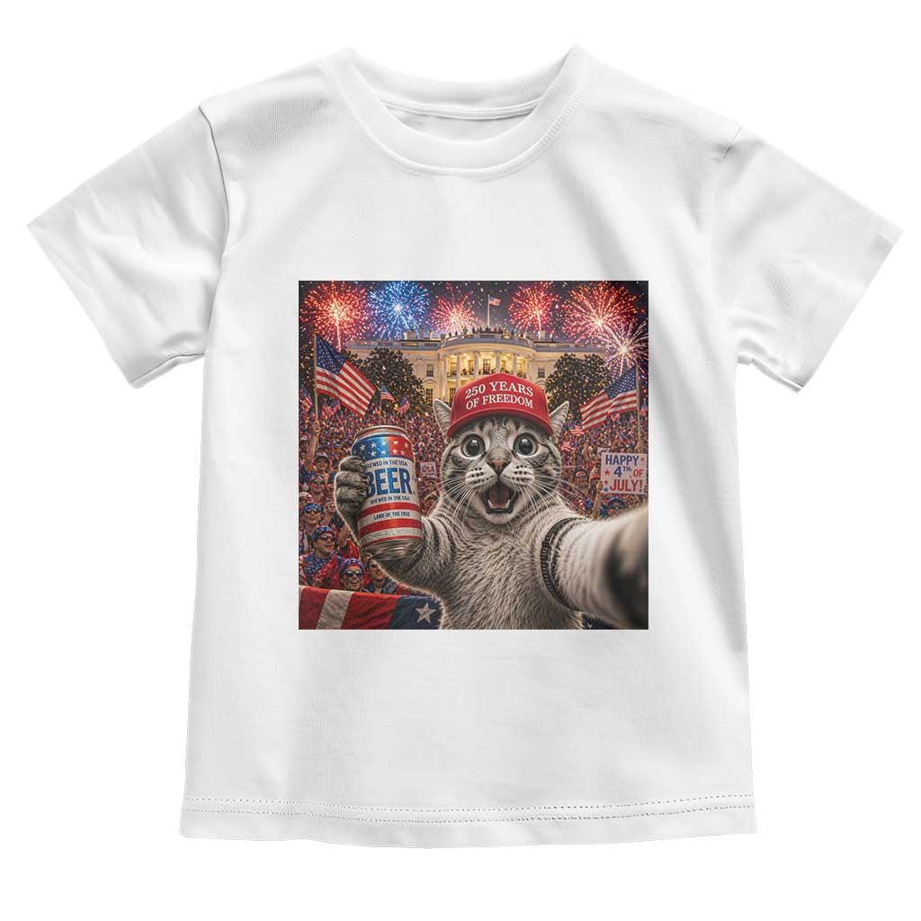250 Years Of Freedom Toddler T Shirt Funny Cat Selfie 4th of July Party