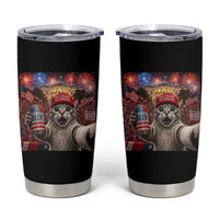 250 Years Of Freedom Tumbler Cup Funny Cat Selfie 4th of July Party