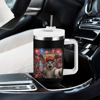 250 Years Of Freedom Tumbler With Handle Funny Cat Selfie 4th of July Party
