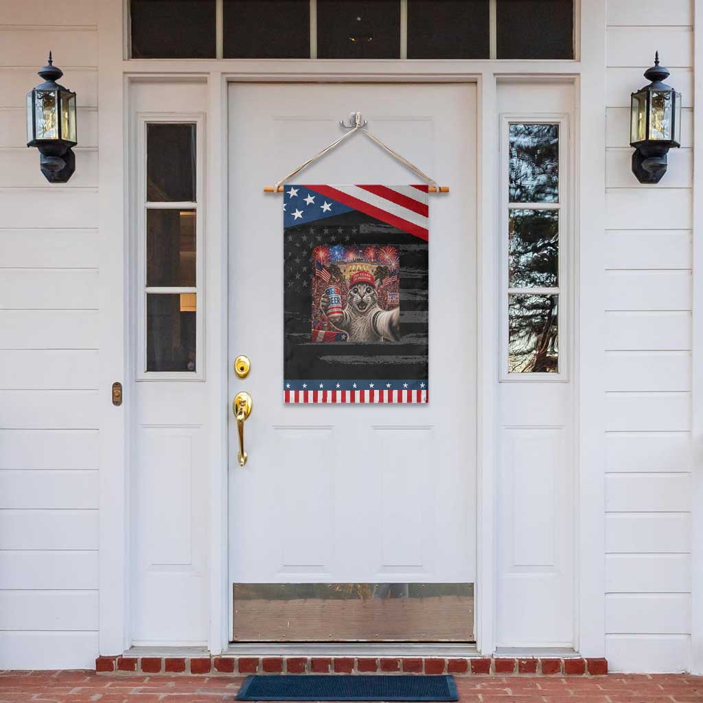 250 Years Of Freedom Patriotic Garden Flag Funny Cat Selfie 4th of July Party