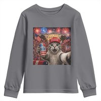 250 Years Of Freedom Youth Sweatshirt Funny Cat Selfie 4th of July Party