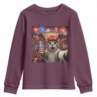 250 Years Of Freedom Youth Sweatshirt Funny Cat Selfie 4th of July Party