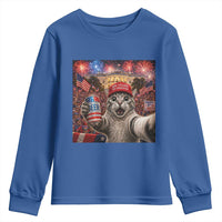 250 Years Of Freedom Youth Sweatshirt Funny Cat Selfie 4th of July Party