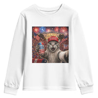 250 Years Of Freedom Youth Sweatshirt Funny Cat Selfie 4th of July Party