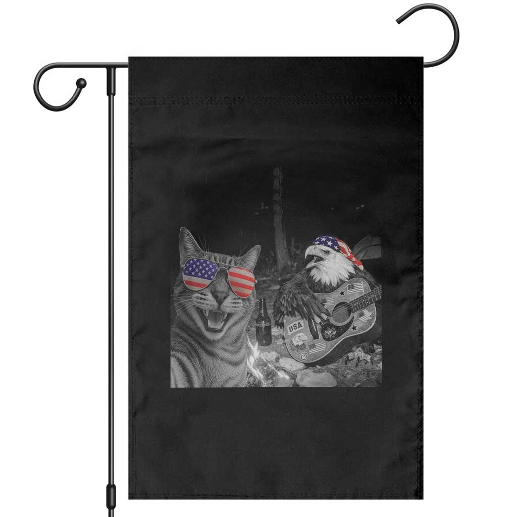 Funny Cat Selfie 4th of July Garden Flag Patriotic Eagle American Flag Gift