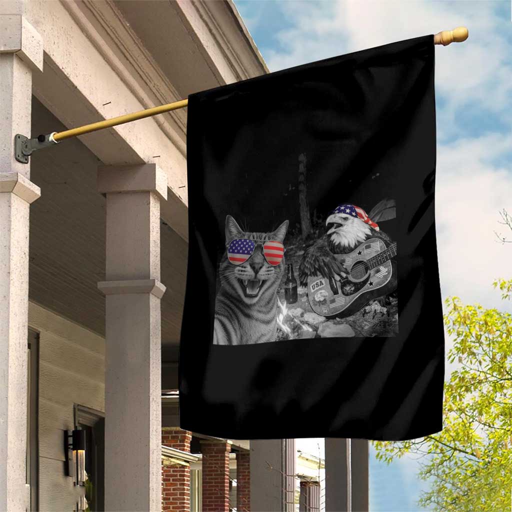 Funny Cat Selfie 4th of July Garden Flag Patriotic Eagle American Flag Gift