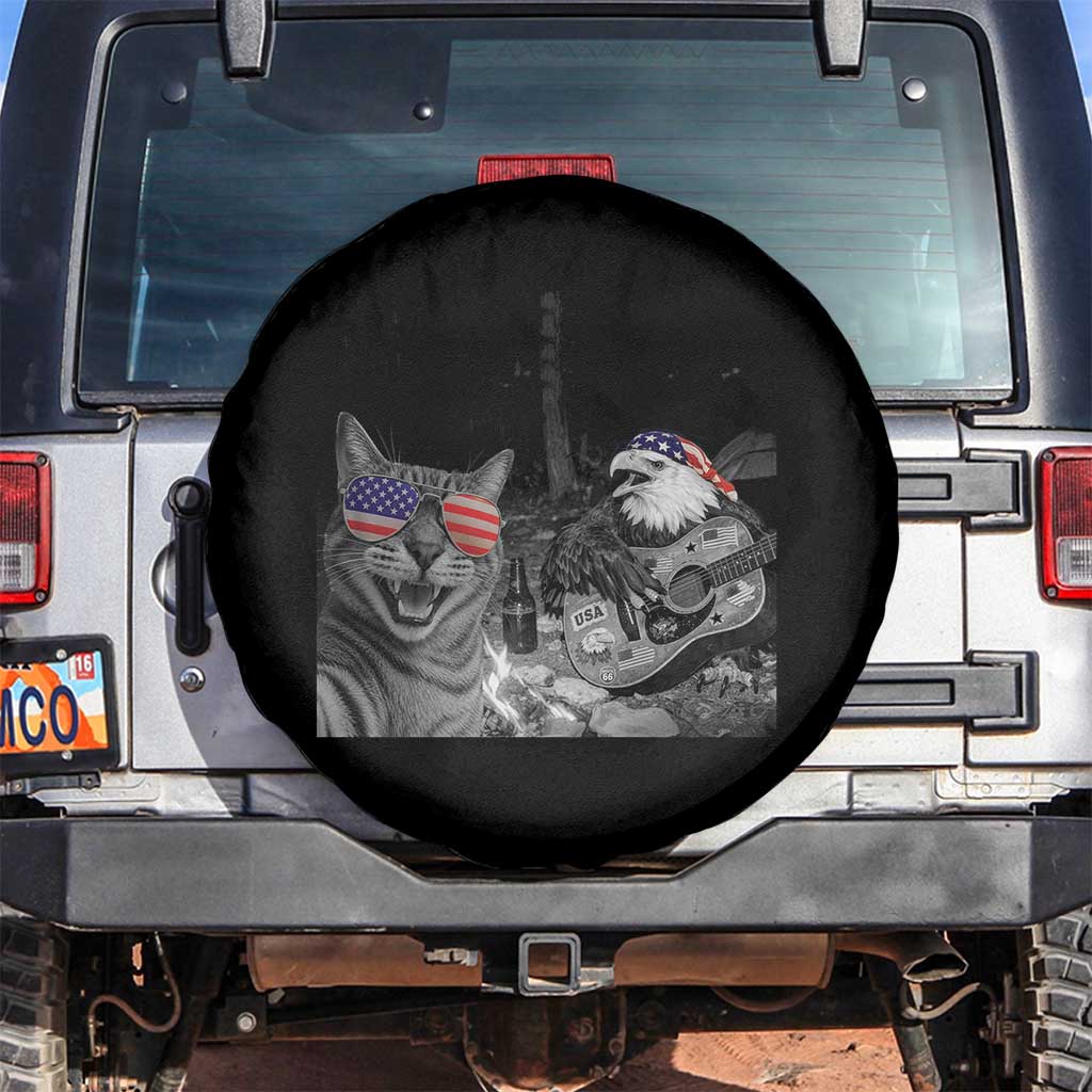 Funny Cat Selfie 4th of July Spare Tire Cover Patriotic Eagle American Flag Gift