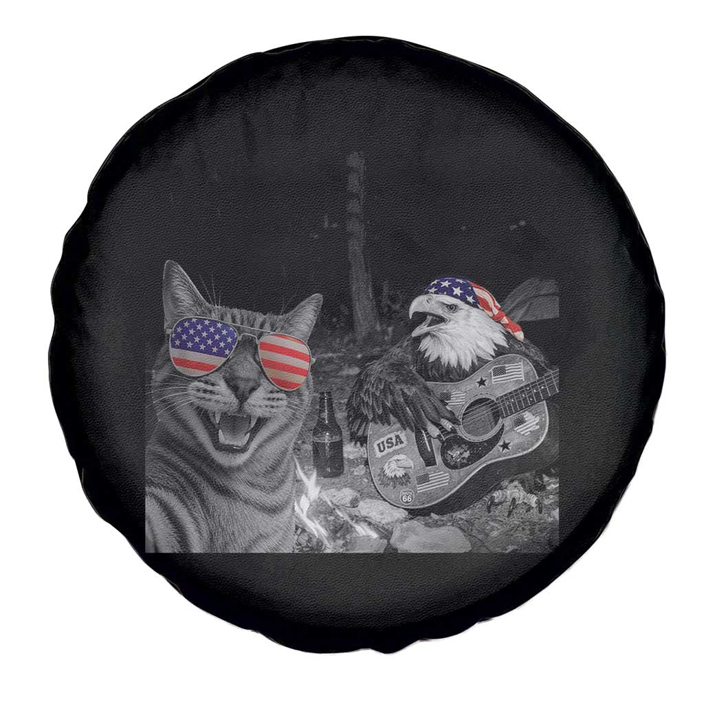Funny Cat Selfie 4th of July Spare Tire Cover Patriotic Eagle American Flag Gift