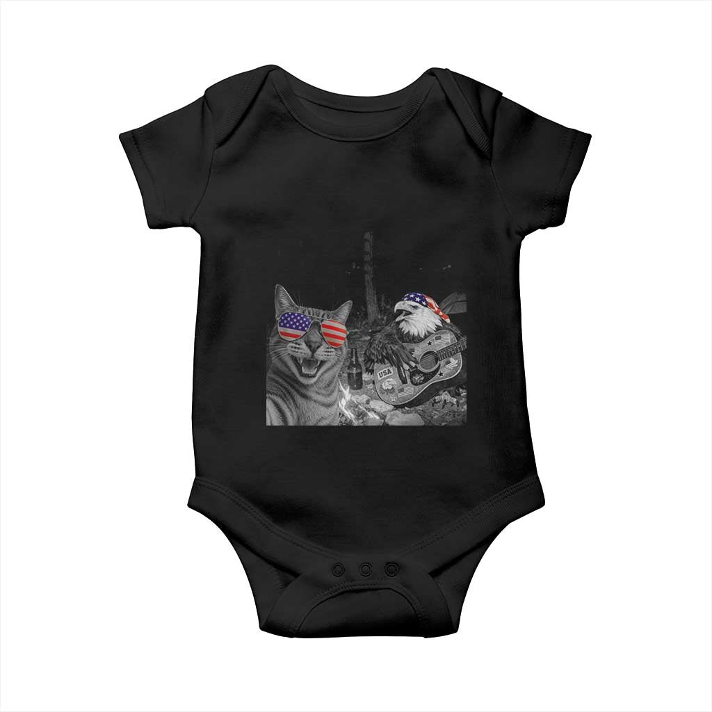Funny Cat Selfie 4th of July Baby Onesie Patriotic Eagle American Flag Gift