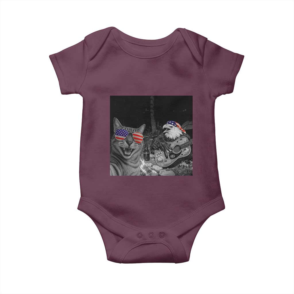 Funny Cat Selfie 4th of July Baby Onesie Patriotic Eagle American Flag Gift