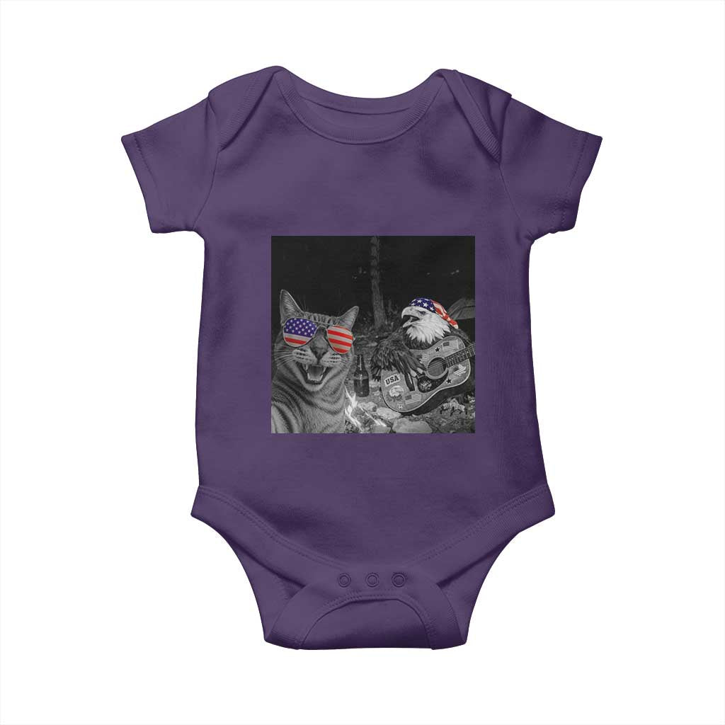 Funny Cat Selfie 4th of July Baby Onesie Patriotic Eagle American Flag Gift