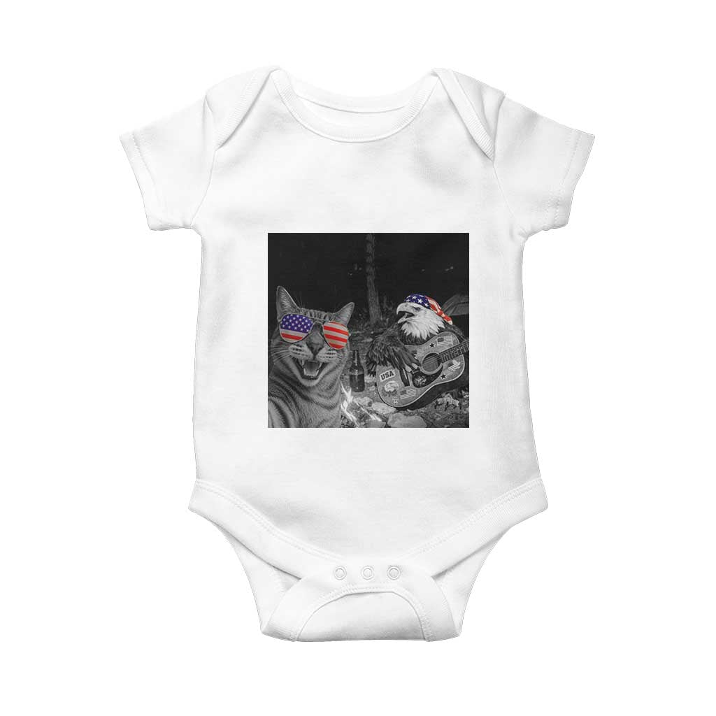 Funny Cat Selfie 4th of July Baby Onesie Patriotic Eagle American Flag Gift
