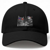 Funny Cat Selfie 4th of July Baseball Cap Patriotic Eagle American Flag Gift