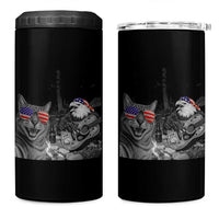 Funny Cat Selfie 4th of July 4 in 1 Can Cooler Tumbler Patriotic Eagle American Flag Gift