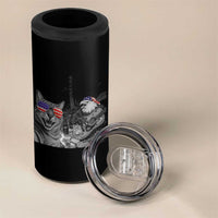 Funny Cat Selfie 4th of July 4 in 1 Can Cooler Tumbler Patriotic Eagle American Flag Gift
