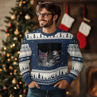 Funny Cat Selfie 4th of July Ugly Christmas Sweater Patriotic Eagle American Flag Gift