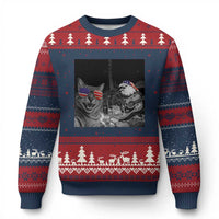 Funny Cat Selfie 4th of July Ugly Christmas Sweater Patriotic Eagle American Flag Gift