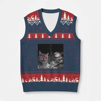 Funny Cat Selfie 4th of July V-Neck Knit Sweater Vest Patriotic Eagle American Flag Gift