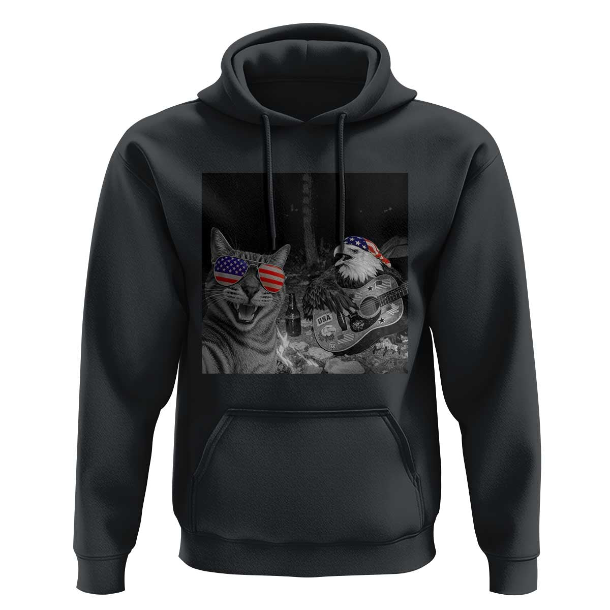 Funny Cat Selfie 4th of July Hoodie Patriotic Eagle American Flag Gift