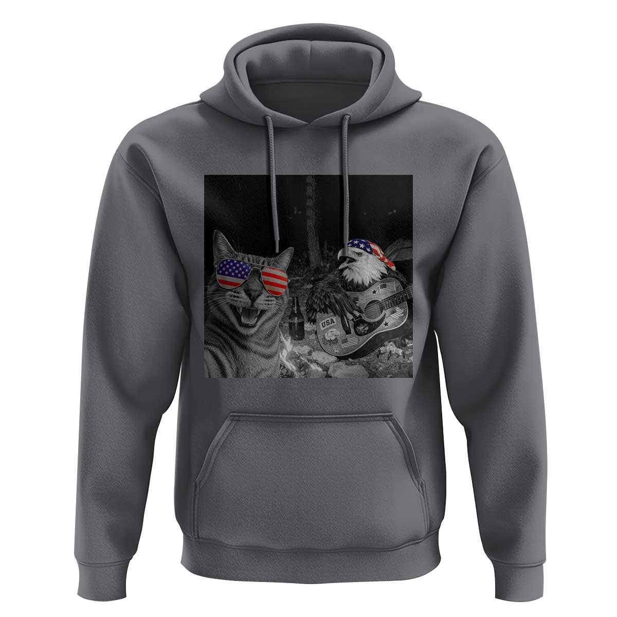 Funny Cat Selfie 4th of July Hoodie Patriotic Eagle American Flag Gift