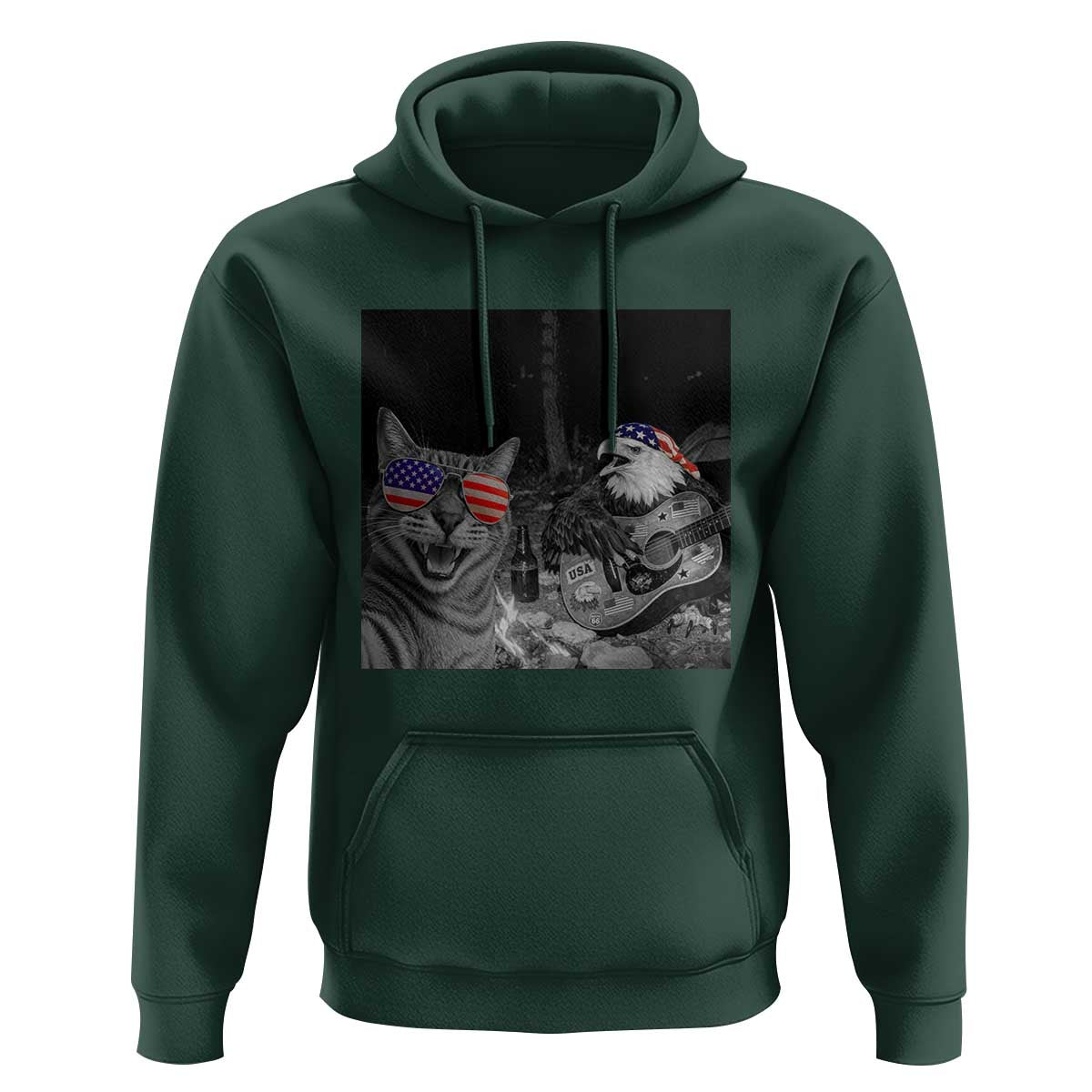 Funny Cat Selfie 4th of July Hoodie Patriotic Eagle American Flag Gift