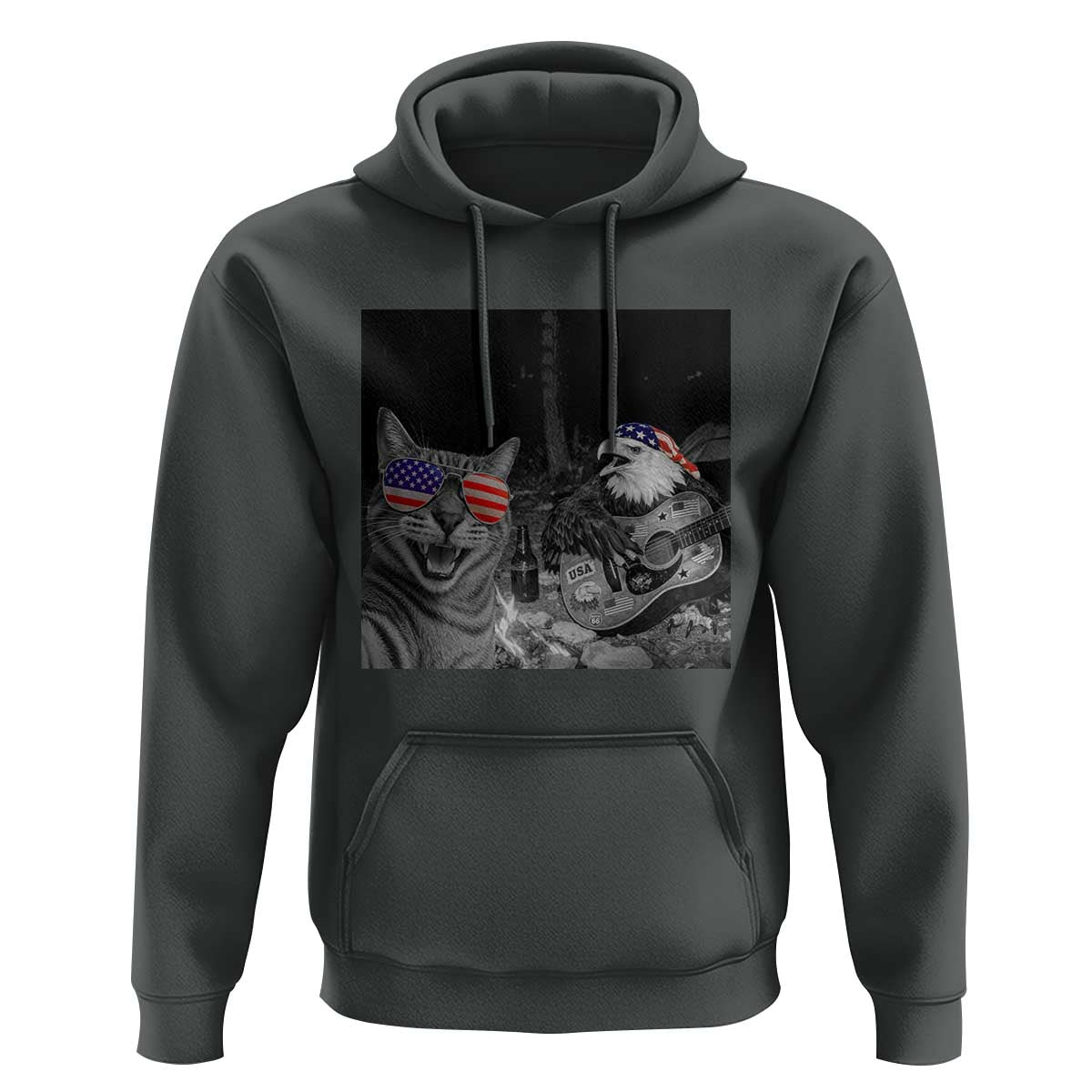 Funny Cat Selfie 4th of July Hoodie Patriotic Eagle American Flag Gift