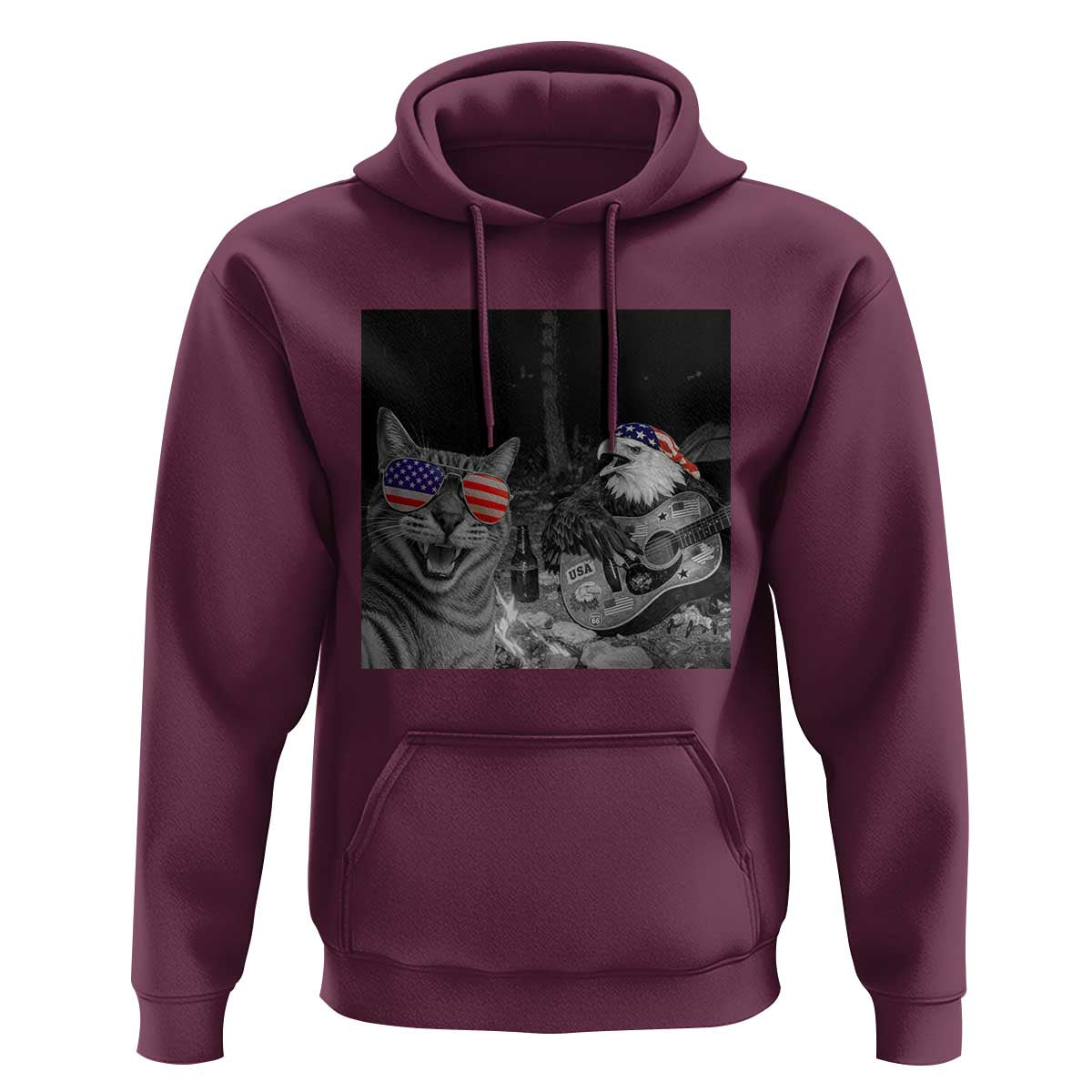 Funny Cat Selfie 4th of July Hoodie Patriotic Eagle American Flag Gift