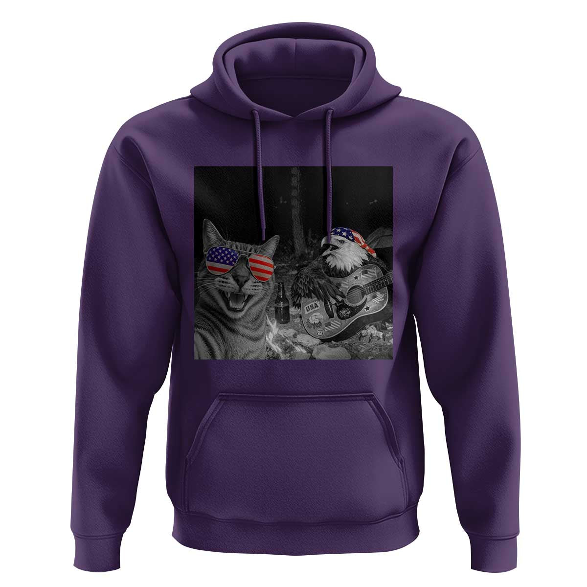 Funny Cat Selfie 4th of July Hoodie Patriotic Eagle American Flag Gift