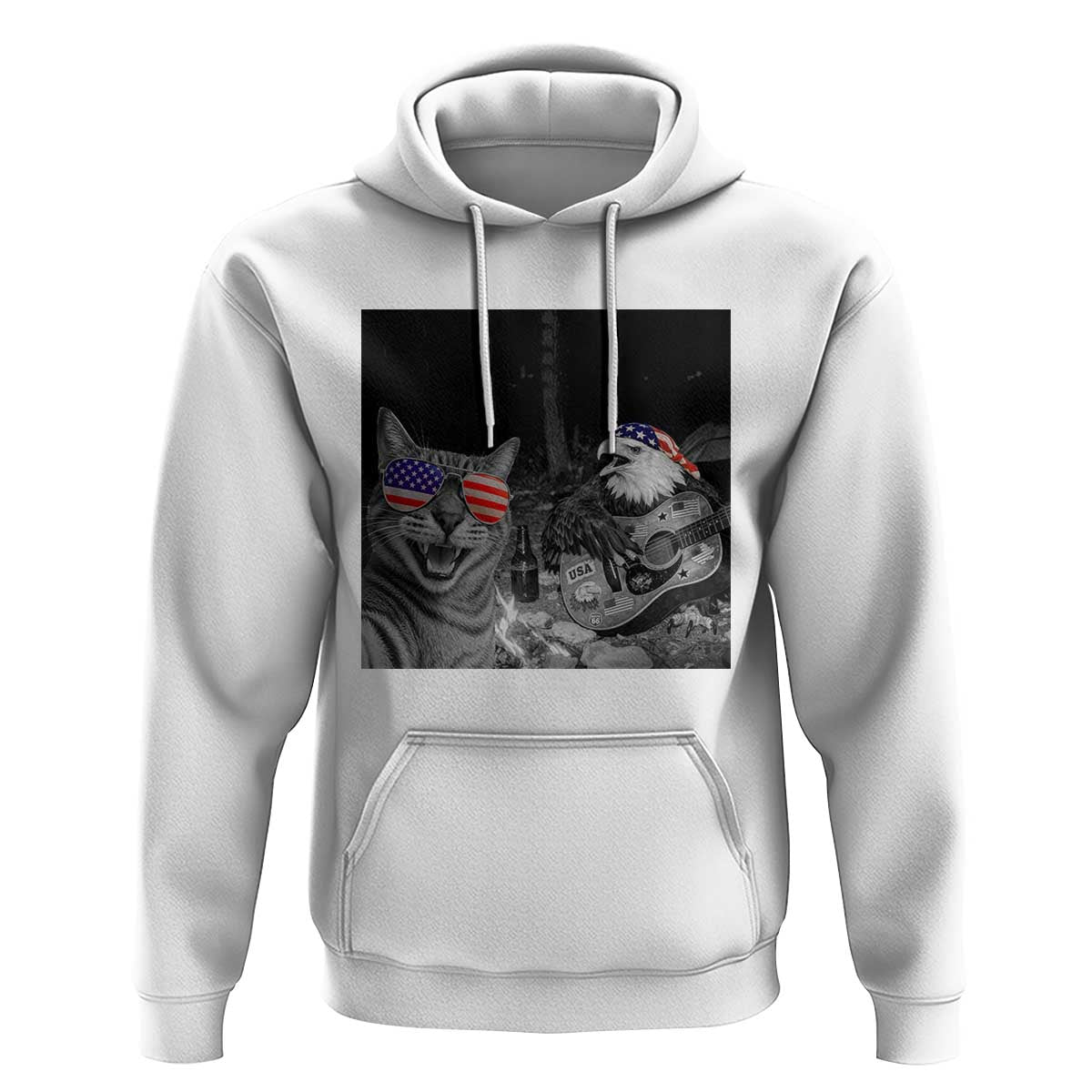 Funny Cat Selfie 4th of July Hoodie Patriotic Eagle American Flag Gift