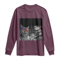 Funny Cat Selfie 4th of July Long Sleeve Shirt Patriotic Eagle American Flag Gift