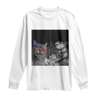 Funny Cat Selfie 4th of July Long Sleeve Shirt Patriotic Eagle American Flag Gift