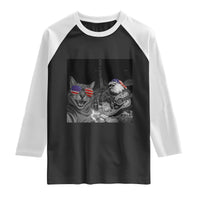 Funny Cat Selfie 4th of July Raglan Shirt Patriotic Eagle American Flag Gift