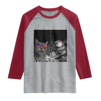 Funny Cat Selfie 4th of July Raglan Shirt Patriotic Eagle American Flag Gift