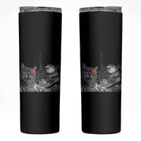 Funny Cat Selfie 4th of July Skinny Tumbler Patriotic Eagle American Flag Gift