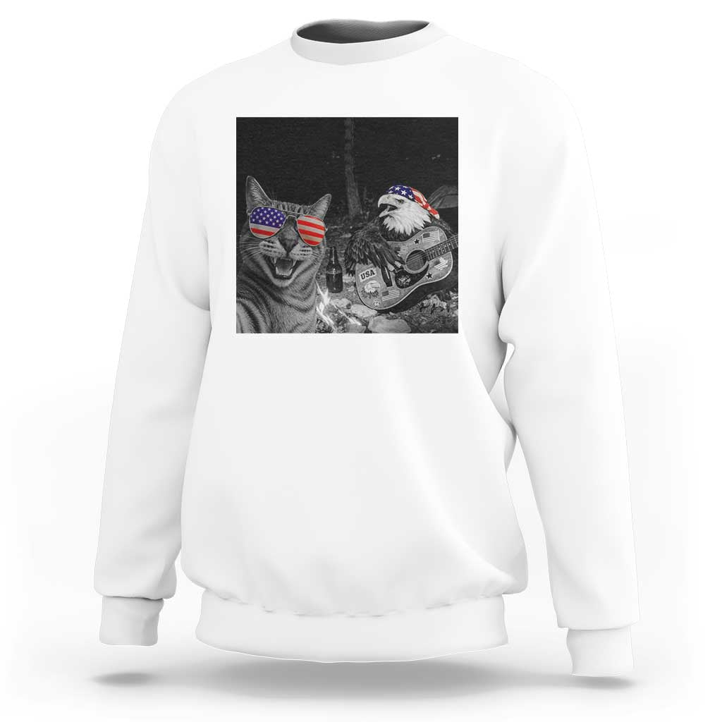 Funny Cat Selfie 4th of July Sweatshirt Patriotic Eagle American Flag Gift