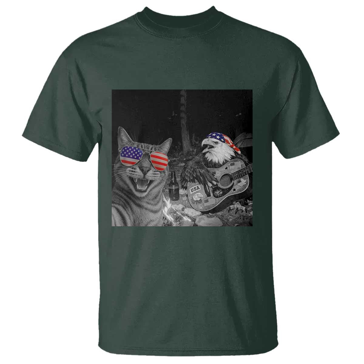 Funny Cat Selfie 4th of July T Shirt Patriotic Eagle American Flag Gift
