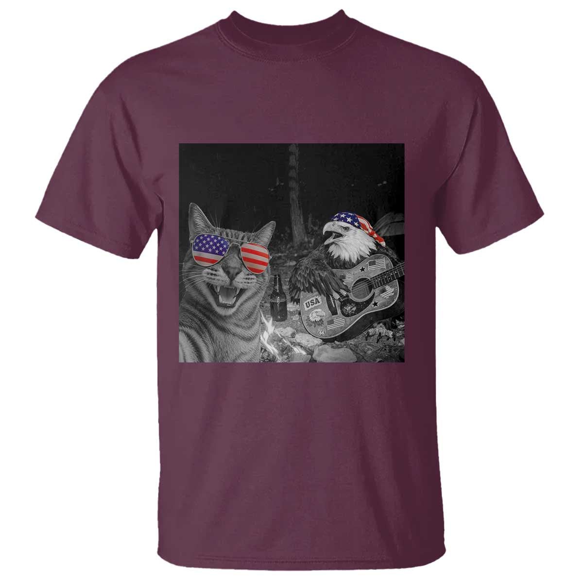 Funny Cat Selfie 4th of July T Shirt Patriotic Eagle American Flag Gift