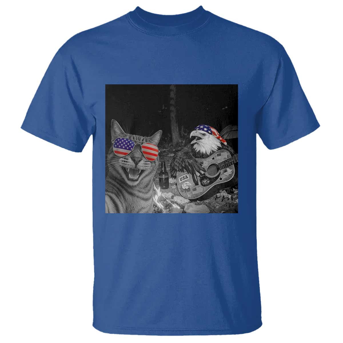 Funny Cat Selfie 4th of July T Shirt Patriotic Eagle American Flag Gift