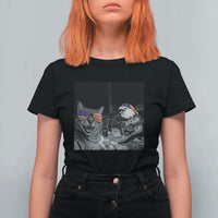 Funny Cat Selfie 4th of July T Shirt For Women Patriotic Eagle American Flag Gift