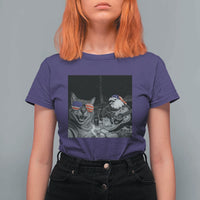 Funny Cat Selfie 4th of July T Shirt For Women Patriotic Eagle American Flag Gift