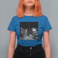 Funny Cat Selfie 4th of July T Shirt For Women Patriotic Eagle American Flag Gift