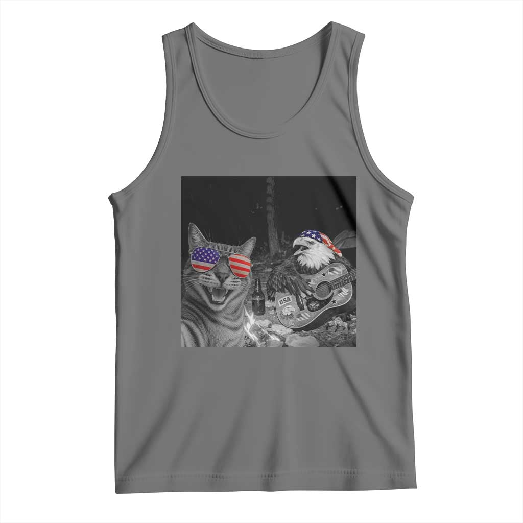 Funny Cat Selfie 4th of July Tank Top Patriotic Eagle American Flag Gift