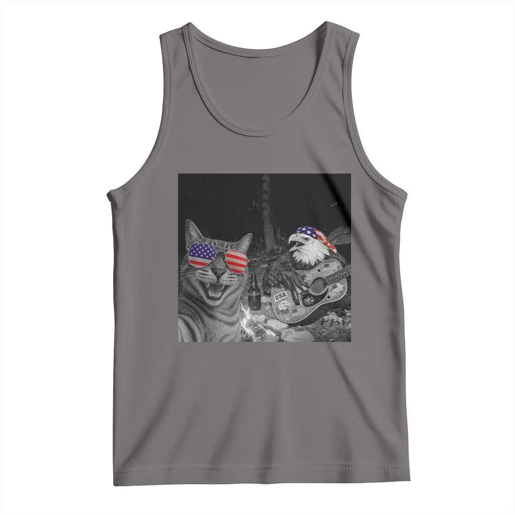 Funny Cat Selfie 4th of July Tank Top Patriotic Eagle American Flag Gift