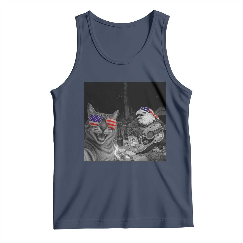 Funny Cat Selfie 4th of July Tank Top Patriotic Eagle American Flag Gift