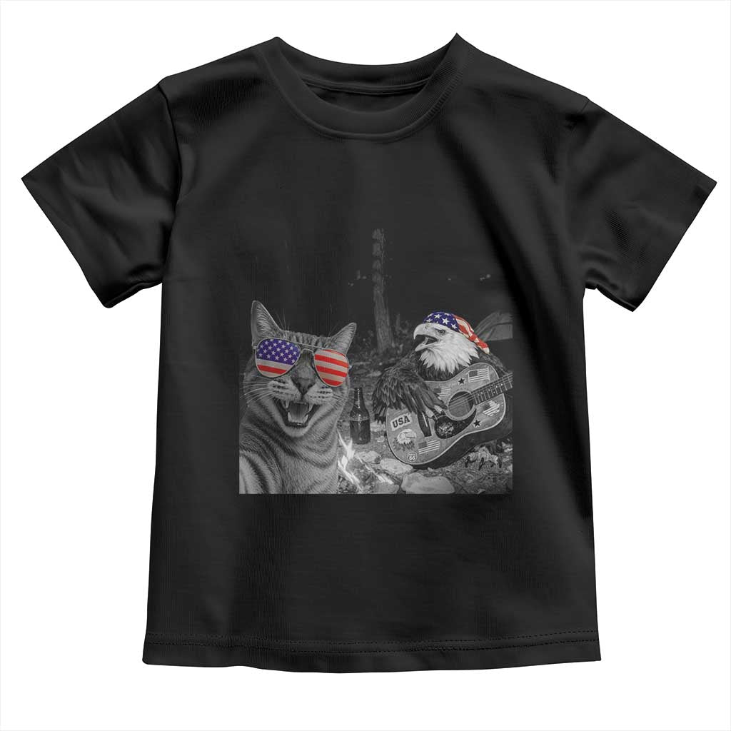 Funny Cat Selfie 4th of July Toddler T Shirt Patriotic Eagle American Flag Gift